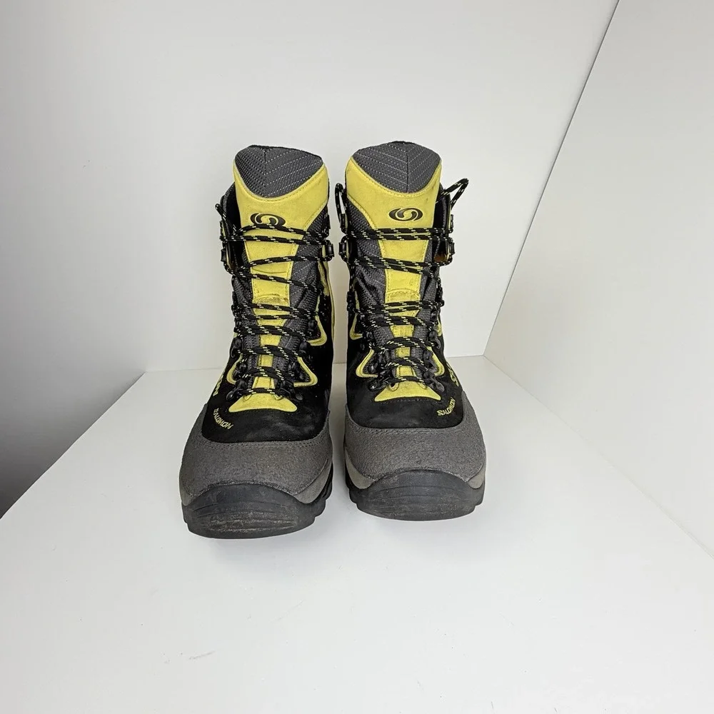 Salomon Men's 9 Hiking Mountaineering Boots Black Yellow Contagrip 27.5cm